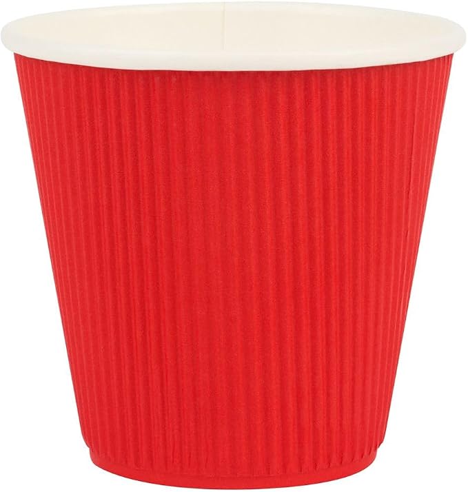 Restaurantware Ripple Wall Coffee Cups 500 Count 8 Ounce Insulated Red Paper