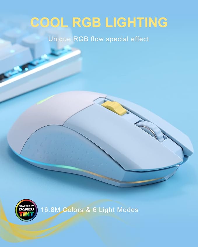DAREU Wireless Wired Gaming Mouse Dual-Mode Rechargeable 7 Programmable Buttons