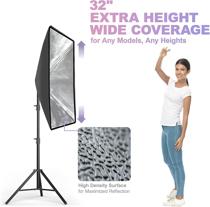LimoStudio 3400W Output Remote Control, 22 x 32 inch Softbox 85W Bulbs Light Kit