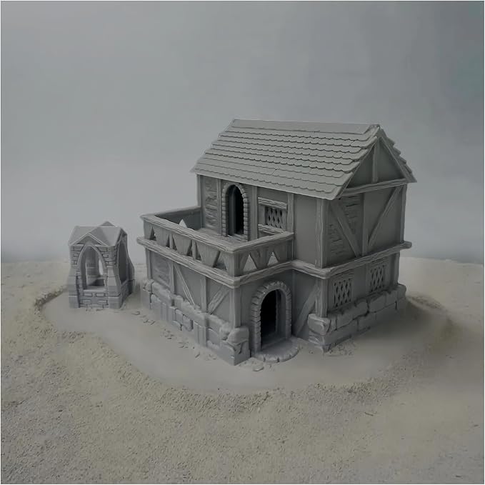 Paintable Tabletop Miniature Little Town Building Terrains Compatible - 18mm