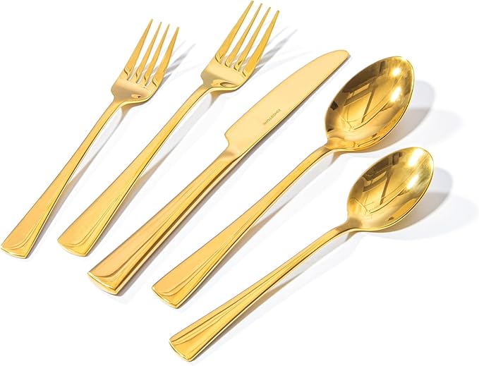 18/10 Flatware set for 4, 20 Piece Gold Stainless Steel Silverware Set |