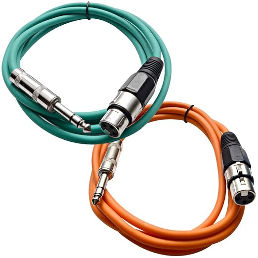 Seismic Audio - SATRXL-F6-2 Pack of 6 Foot 1/4 Inch TRS to XLR Female Patch