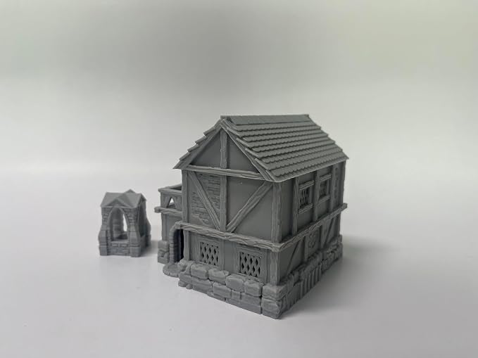 Paintable Tabletop Miniature Little Town Building Terrains Compatible - 18mm