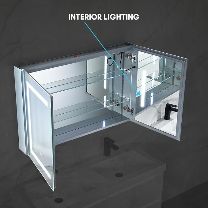 40x26 LED Lighted Bathroom Medicine Mirror Cabinet