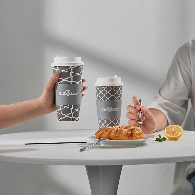 JOLLY PARTY 20 oz Paper Coffee Cups, Disposable Coffee Cups