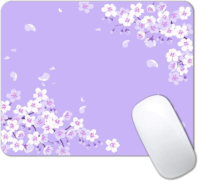 IMAYONDIA Cute Purple Mouse Pad, Floral Flowers Mouse Pad, Sakura Cherry
