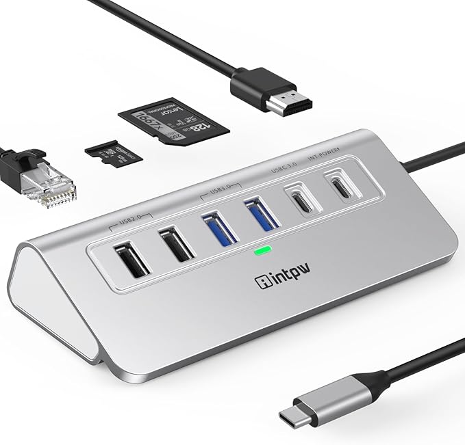 USB C Hub, 10-in-1 USB Docking Station, Aluminum USB to Ethernet Adapter
