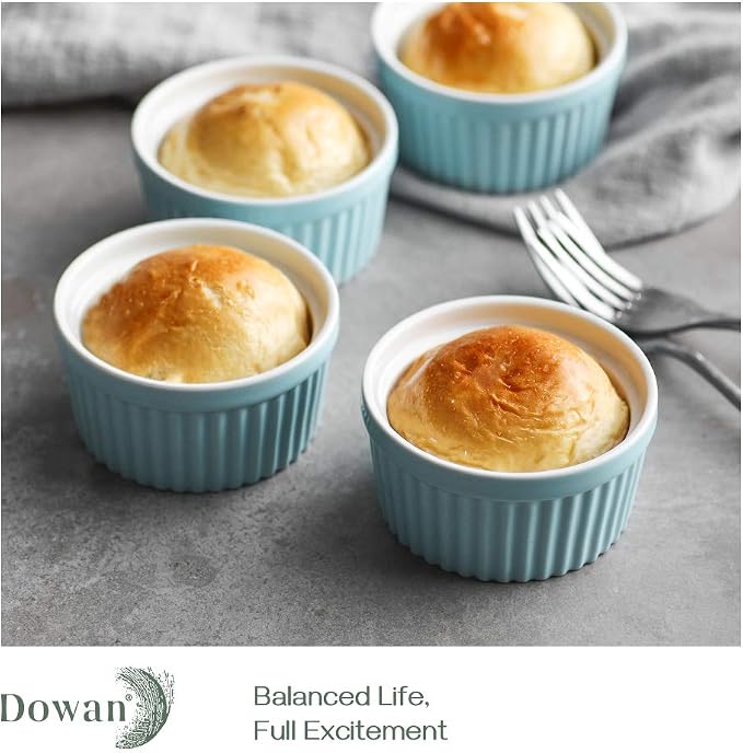 DOWAN 4 oz Ramekins for Creme Brulee, Porcelain Ramekin Oven Safe, Classic