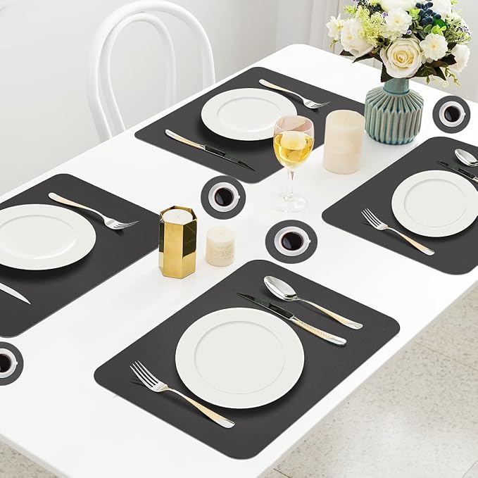 Placemats Set of 6, Faux Leather Place Mats