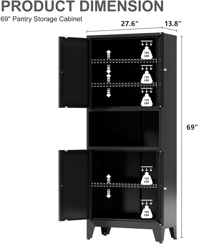 Metal Kitchen Pantry Cabinet, Freestanding Cupboards