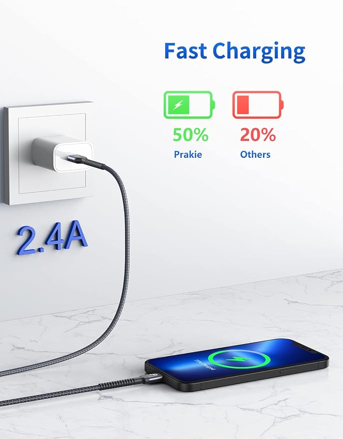 iPhone Charger Cable 2Pack 6FT, Nylon Braided Lightning Cable, Fast Charging