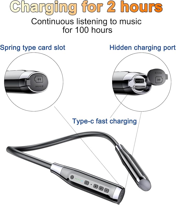 Neckband Bluetooth Headphones，6.0 Bluetooth 120 Hours Playtime，IPX7 Sports