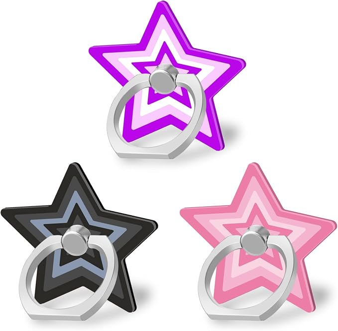 Bonoma Cute Star Phone Ring Holder, 3 Pack Universal Finger Ring Stand Grip