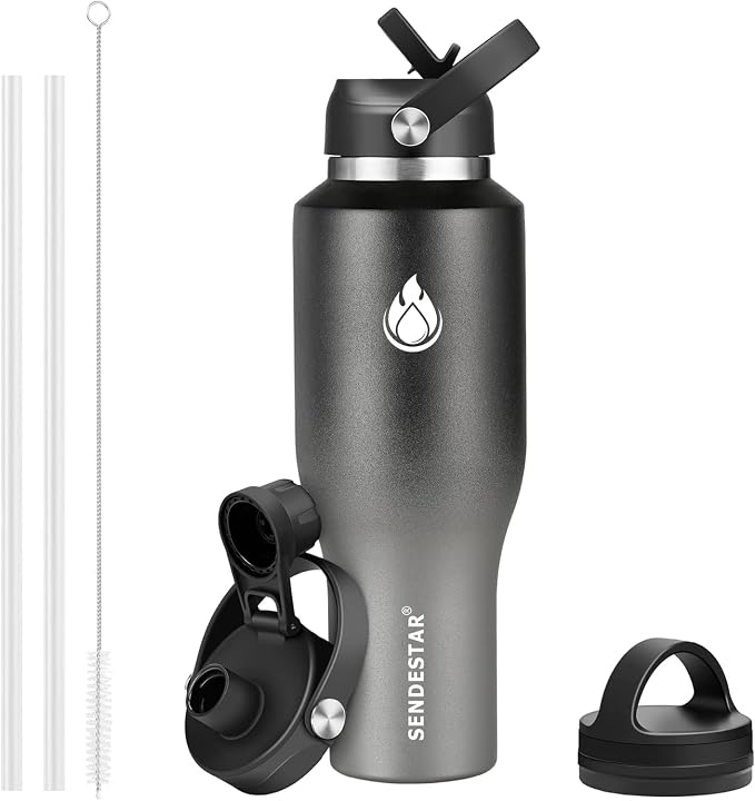 SENDESTAR 40oz Stainless Steel Water Bottle, Double Wall Vacuum Insulated Bottle