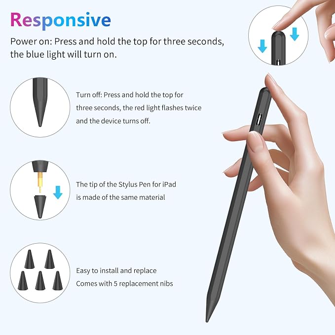 Stylus Pen for iPad 10th 9th 8th 7th 6th Generation, 15Mins Fast Charge for