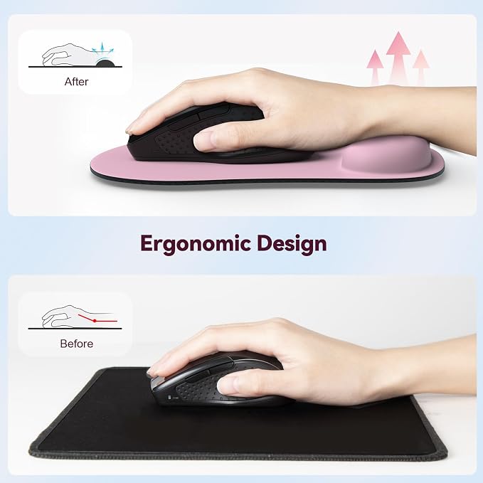 TECKNET 2 Pack Mouse Pad with Wrist Support, Ergonomic Gaming Mouse Pad Pain