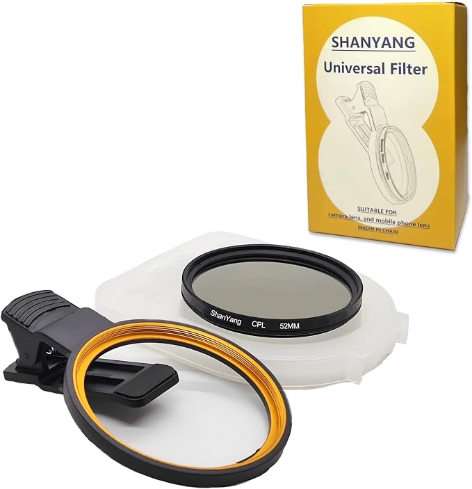 52mm Clip-on CPL Phone Camera Lens Filter, Polarized Camera Lens CPL Filter