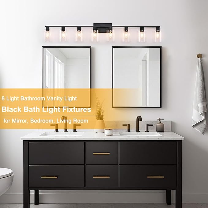 8-Light Black Vanity Light Fixtures