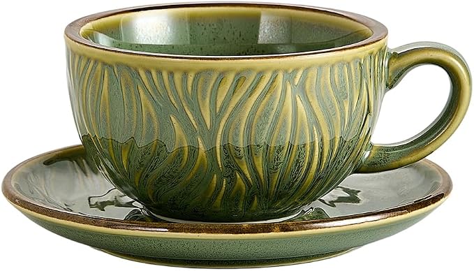 Coffeezone Vintage Design 12 oz Ceramic Latte Art Cappuccino Barista Cup