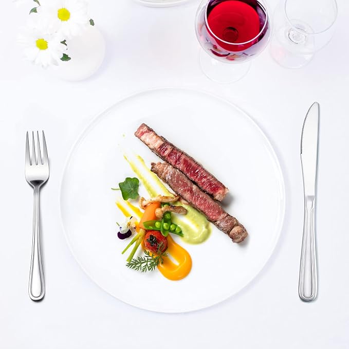 Dinner Forks Set of 12, E-far 7.9 Inch Stainless Steel Forks