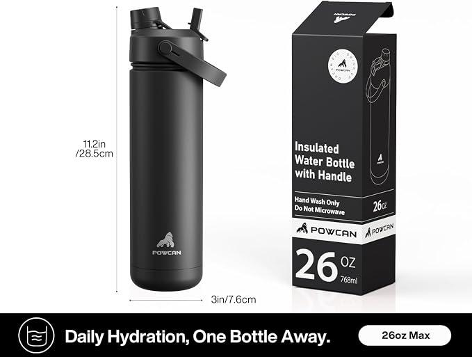 POWCAN 26 oz Insulated Water Bottle