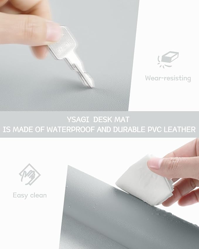 YSAGi Non-Slip Leather Desk Pad XL Size, Waterproof Laptop Computer Desk