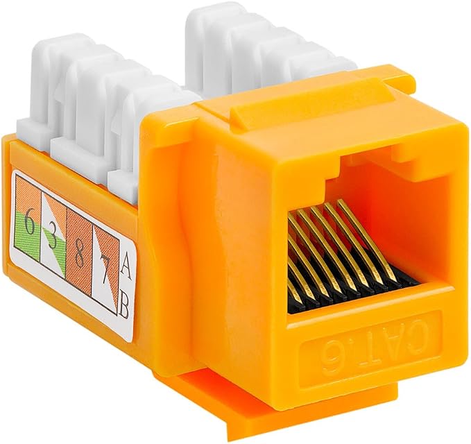 Cmple - 10 Pack Cat6 Keystone Jack Insert Punch Down RJ45 Connectors RJ45