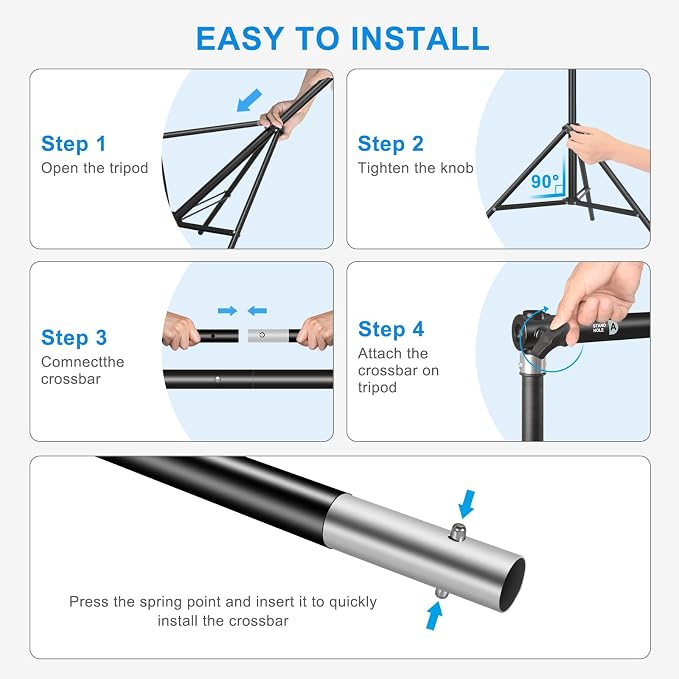 10 x 6.9 Ft Photo Backdrop Support Stand, MSKIRA Adjustable Background Stand