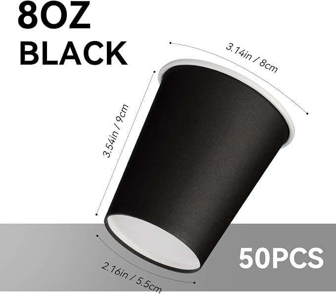50 Pack 8 oz Disposable Paper Cups, 8 oz Coffee Cups, Water Cups