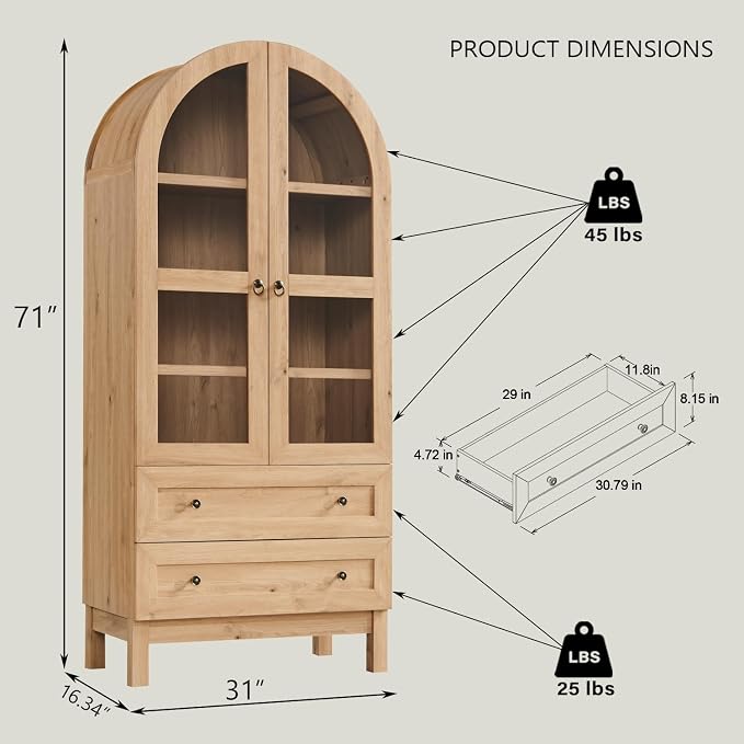 71" Tall Arched Kitchen Pantry