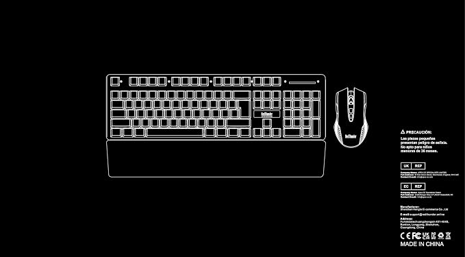 RedThunder K10 Wired Gaming Keyboard and Mouse and Wrist Rest Combo, RGB Backlit