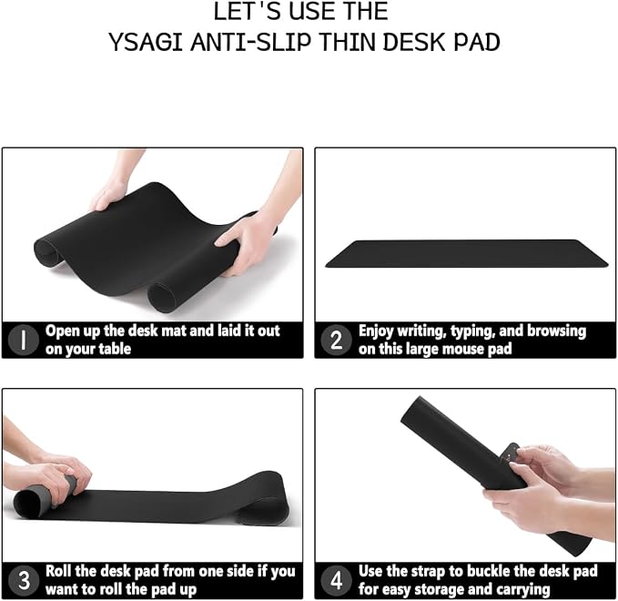 YSAGi Non-Slip Leather Desk Pad L Size, Waterproof Laptop Computer Desk