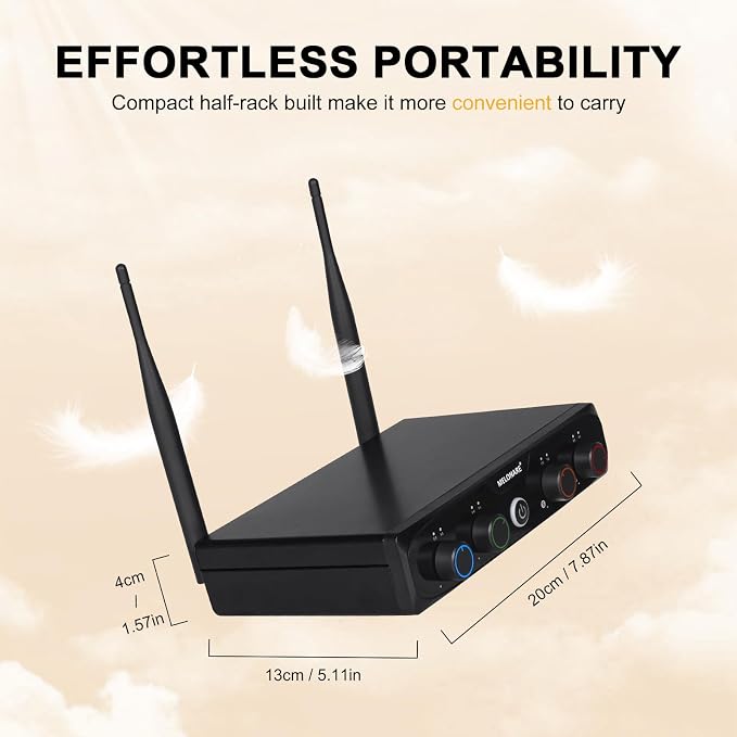 4-Channel Wireless Conference Microphone System, UHF Compact Cordless Mic Set