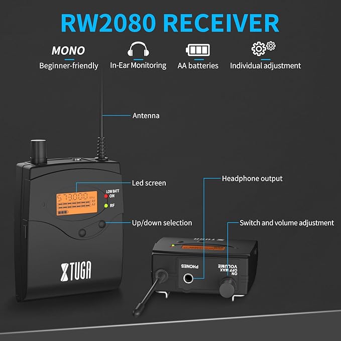 XTUGA RW2080 Wireless in Ear Monitor System Mono