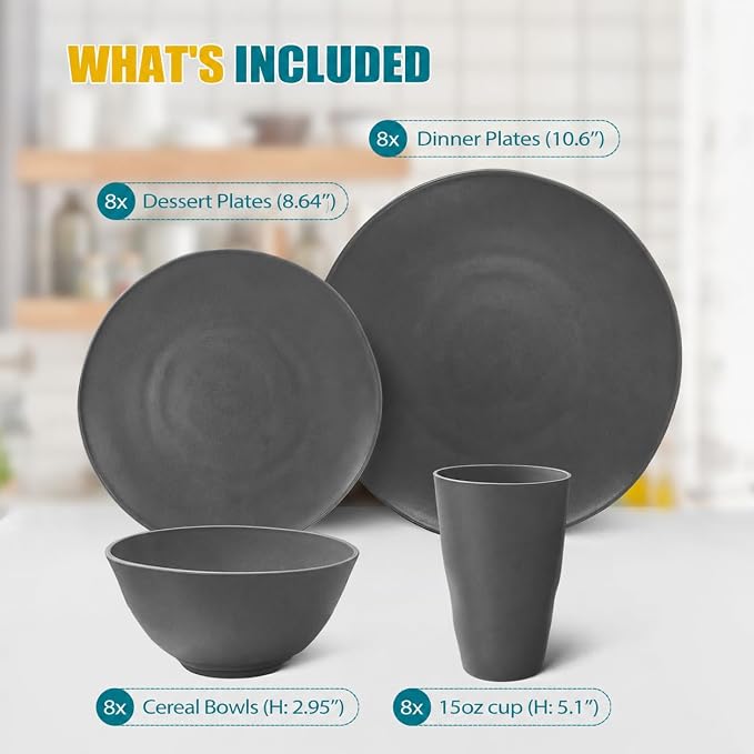 Teivio 96-Piece Plates and Bowls Sets
