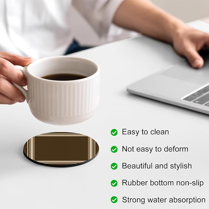 Dark Brown Coasters Set of 2 Absorbent Coasters