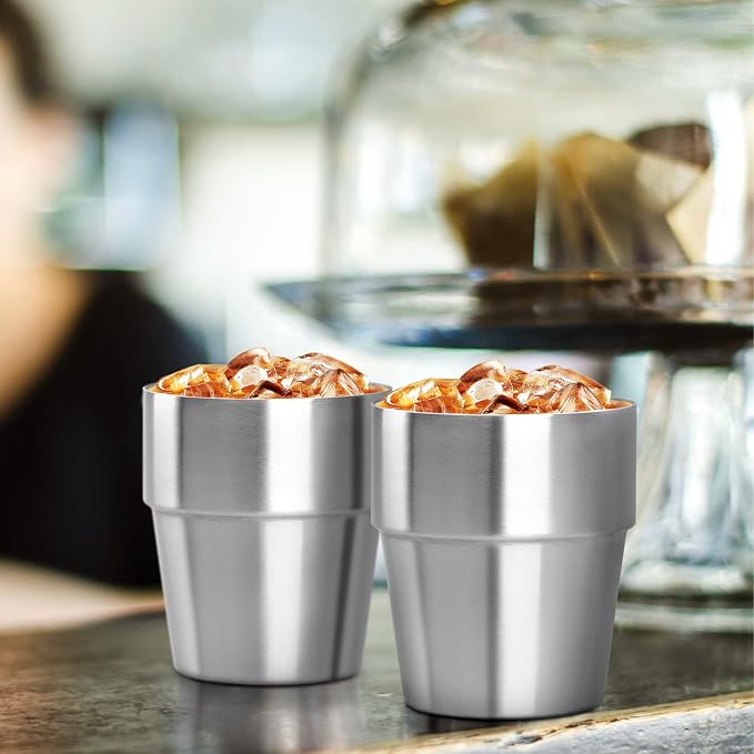 Beasea Stainless Steel Insulated Cup, 10 oz Stackable Stainless Steel Cups Set