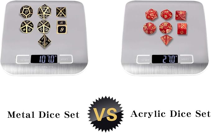 DNDND Metal Dice Set D&D, 7 die Metallic Polyhedral Dice Set