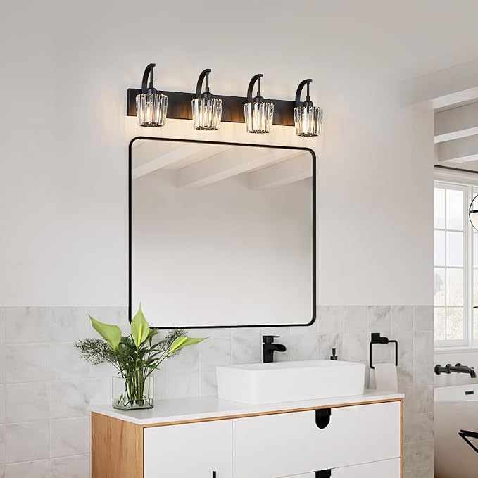 Modern Bathroom Vanity Light, 4-Light Black Wall Sconce