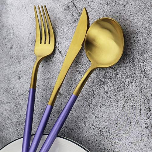 5-Piece Matte Gold Silverware Set, 18/10 Stainless Steel Satin Finish Flatware
