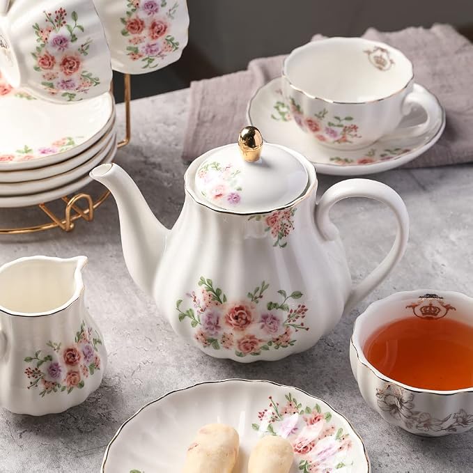 Porcelain Tea Sets British Royal Series, 8 OZ Cups & Saucer Service
