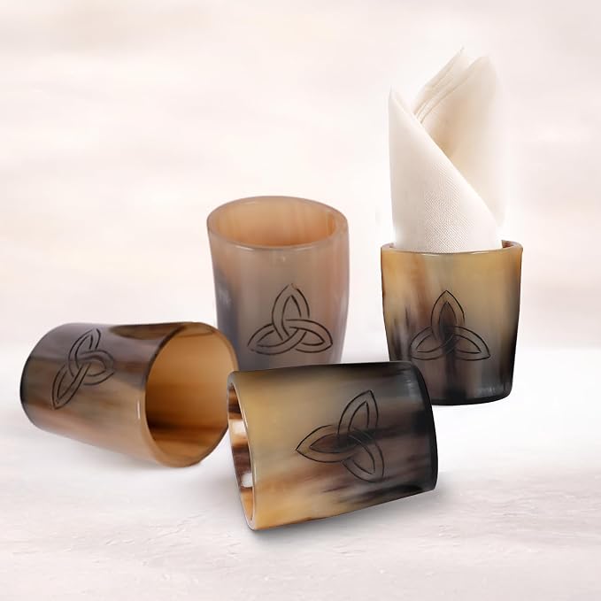 Handicrafts Home Viking Horn Shot Glasses Set of 4, Handmade Natural Ox Horn