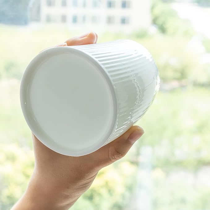 Novelty Curved and Embossed Stripes Body Design Bone China Cups Without Handle