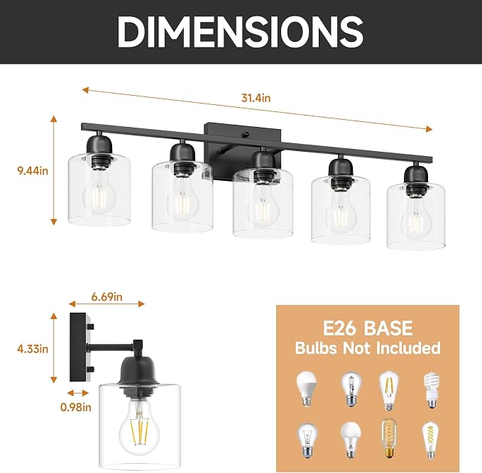 Modern 5 Light Bathroom Vanity Light