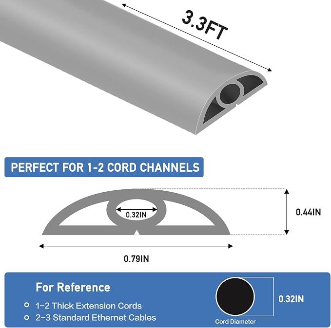Floor Cord Cover Self Adhesive Cord Hider Floor Extension Cord Covers