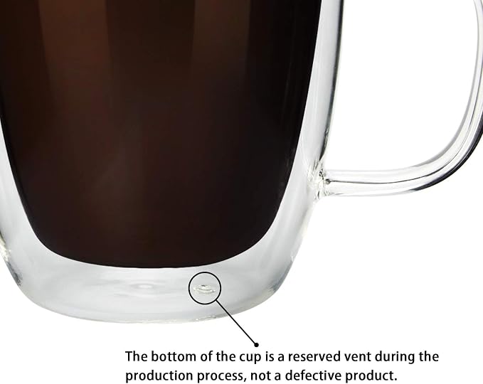 Glass Coffee Mug, Double Wall Insulated Glass Cup 12 Oz Heat-resistant Clear