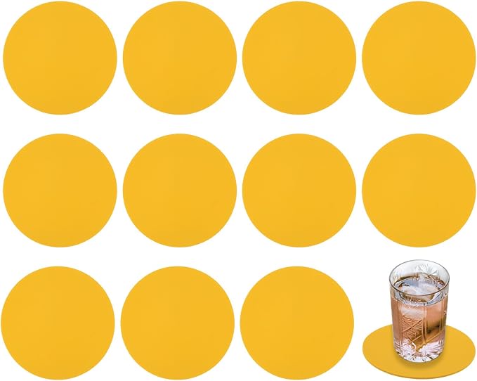 uxcell Round Faux Leather Coasters 4 Inch, Drink Coasters Suit