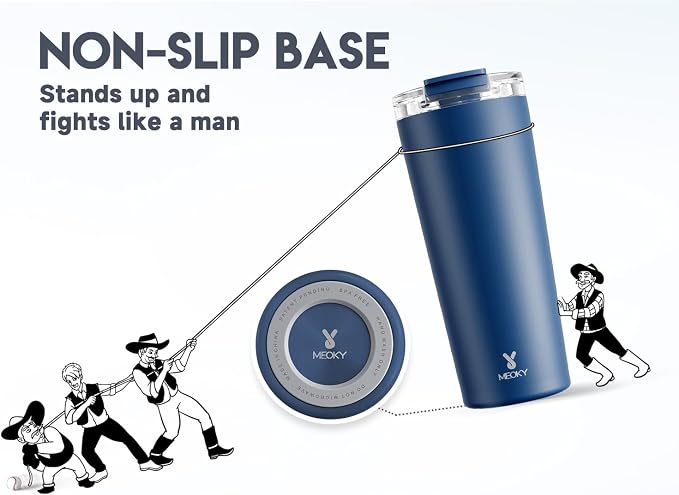 Meoky 24 oz Insulated Travel Coffee Mug: Leak Proof Lid, Sea | Stainless Steel
