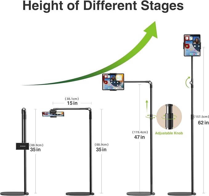 elitehood iPad Stand Floor, Height Adjustable Tablet Floor Stand
