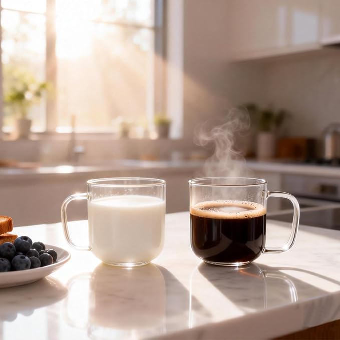 Glass Coffee Mugs, 8 oz iced coffee cups, Glass Mugs